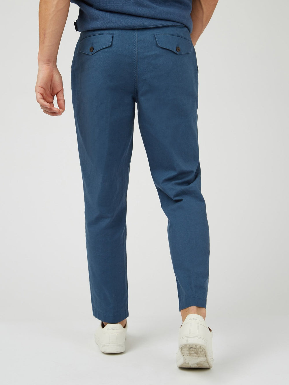 Pantalon Ben Sherman Signature Slim Taper Linen Bleu | RKR-03840889